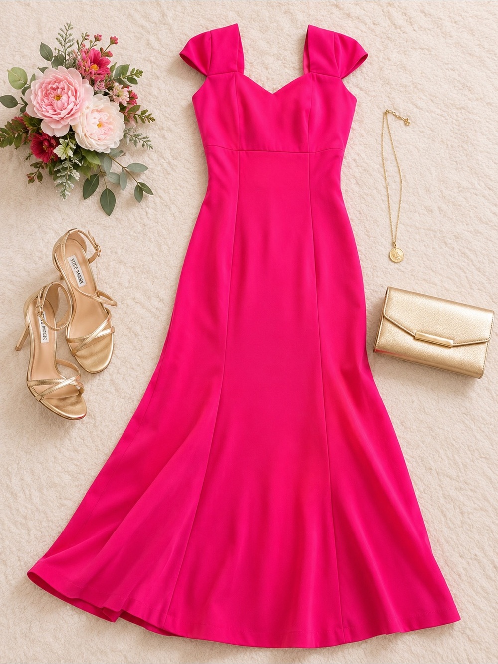 Eva Mendes for New York & Company Hot Pink Long Dress Size 6 E